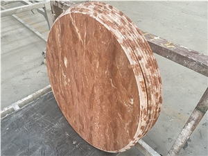 Tea Rose Marble Round Table Tops For Cafe Coffee Table