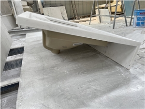White Marble Bathroom Vanity Countertop With Basins 