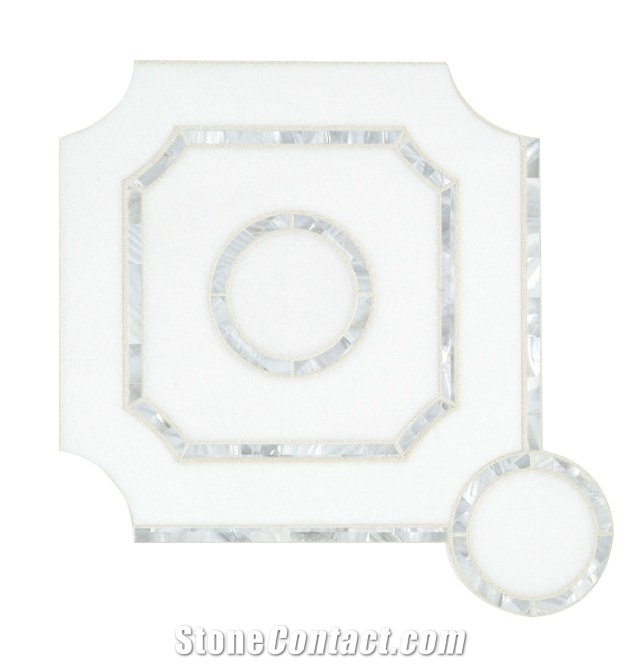 Mosaic Waterjet Square Dimetric Marble Shell 