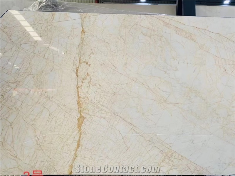 Greece Gold Spider White Marble Slab