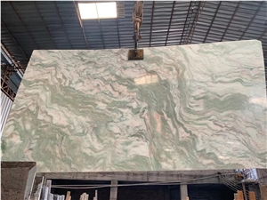 India Green Sea Waves Marble Slab