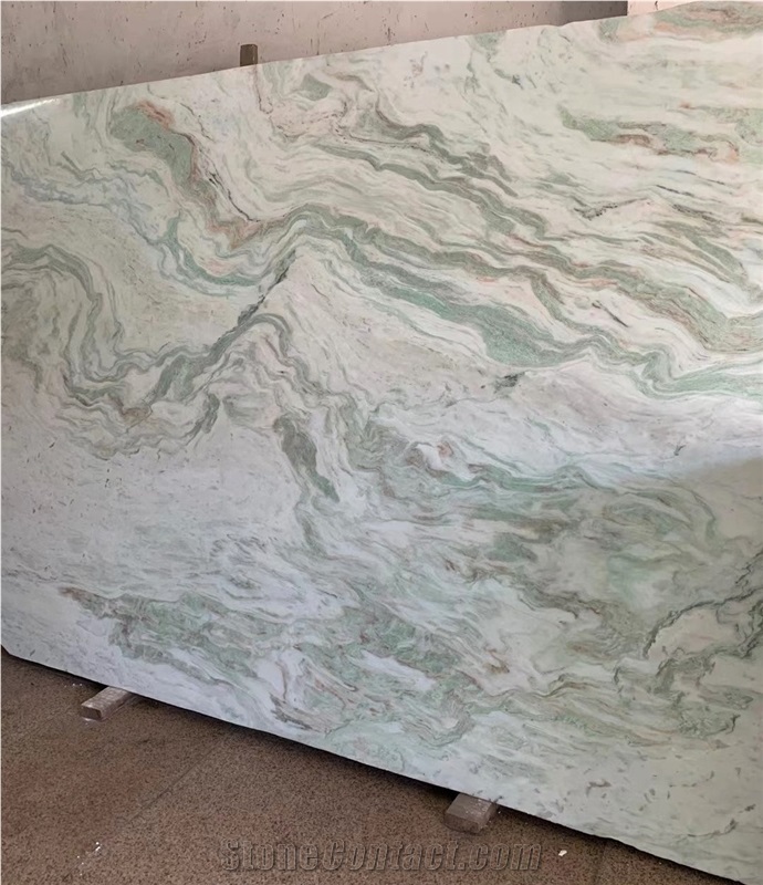 India Misty White Green Onyx Slab