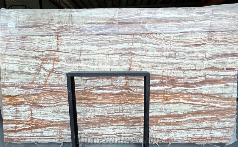 Polished Iran Crocodile Green Onyx Slab
