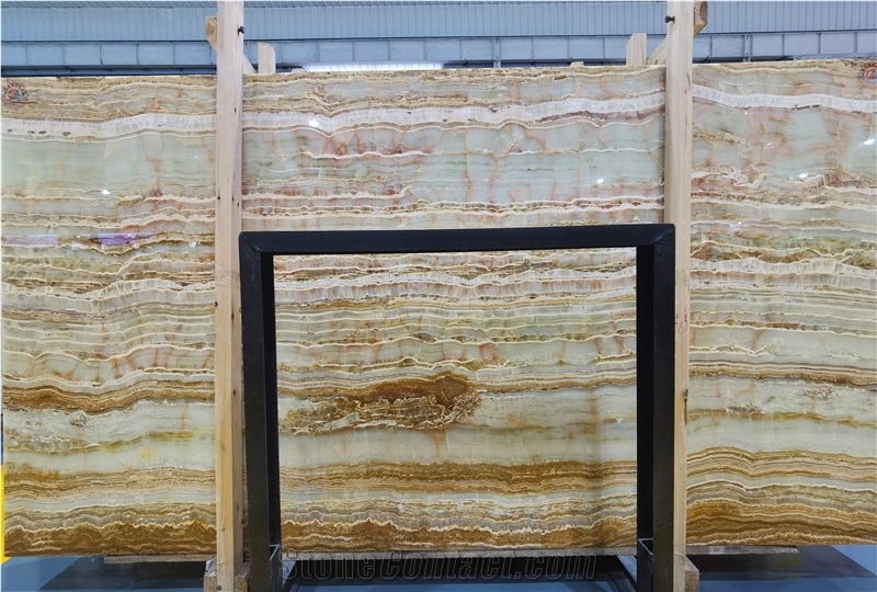 Polished Iran Crocodile Green Onyx Slab