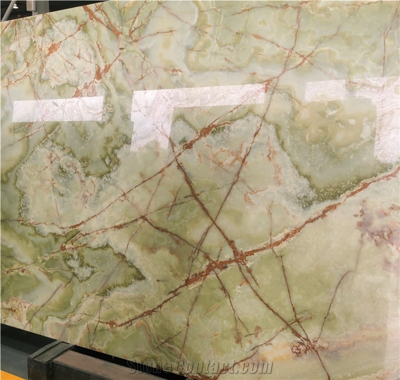 Polished Pakistan Multicolor Green Onyx Slab