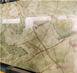 Polished Pakistan Multicolor Green Onyx Slab