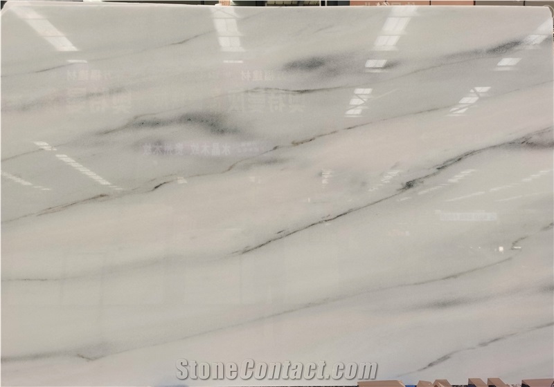 Polished Pentelico White Marble Slab