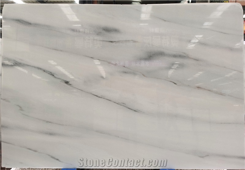 Polished Pentelico White Marble Slab