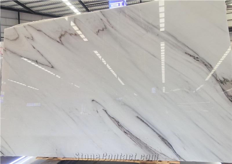 Polished Pentelico White Marble Slab