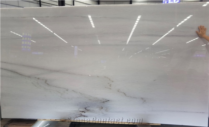 Polished Pentelico White Marble Slab