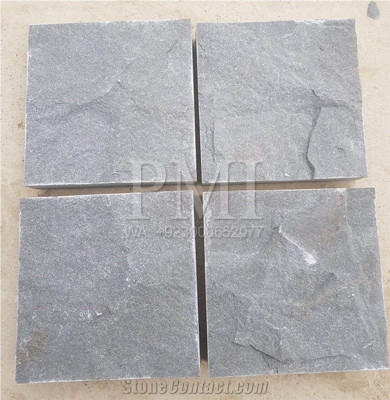 Gray Cobble Stone In Flamed, Natural Split And Honed Finish