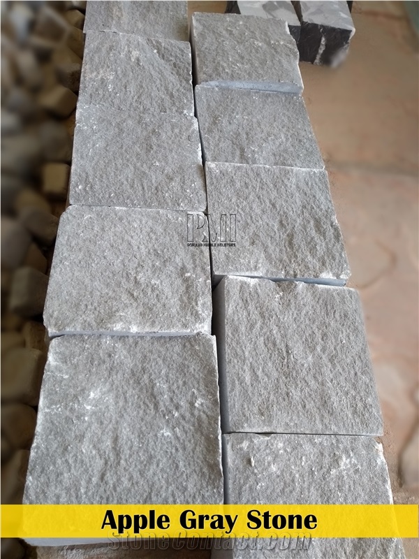 Gray Cobblestone, Pavers 10X10x10cm, Custom Sizes Flamed/Honed 