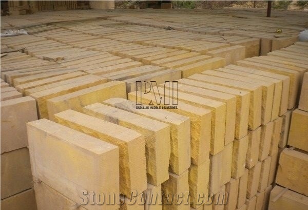 Yellow Sandstone Mashroom , Split-Face Wall Cladding Stone