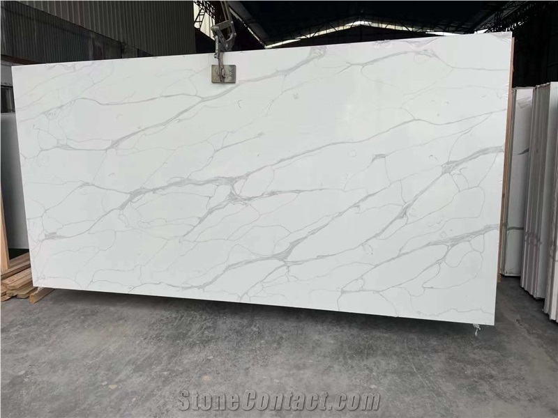 Whtie Calacatta Quartz Tile For Bathroom