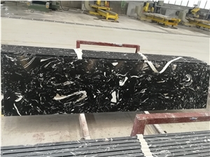 Black Marble White Veins Silver Window Sill Factory Sells
