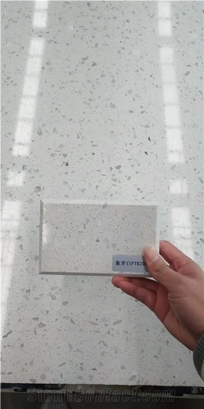 White Terrazo Inorganic Stone Big Slab For Projects