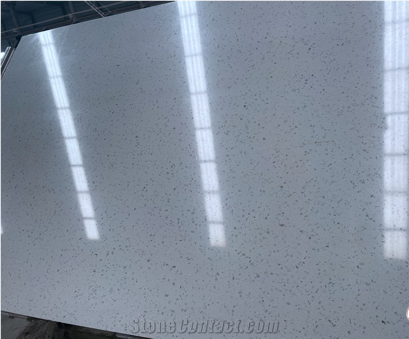 White Terrazo Inorganic Stone Big Slab For Projects