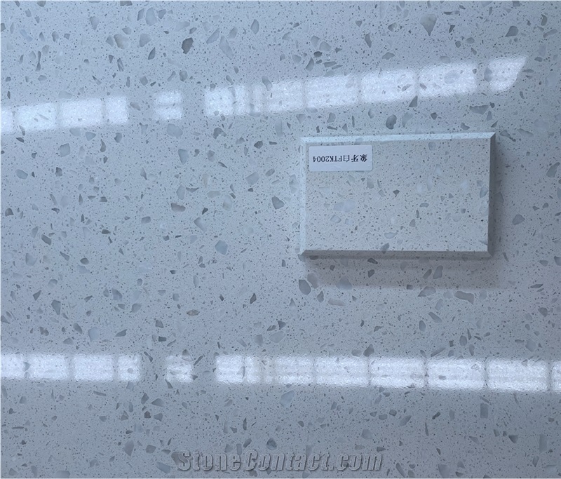White Terrazo Inorganic Stone Big Slab For Projects