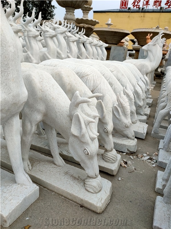 Animal Sculpture Deer Stone Landscape Sculpture 