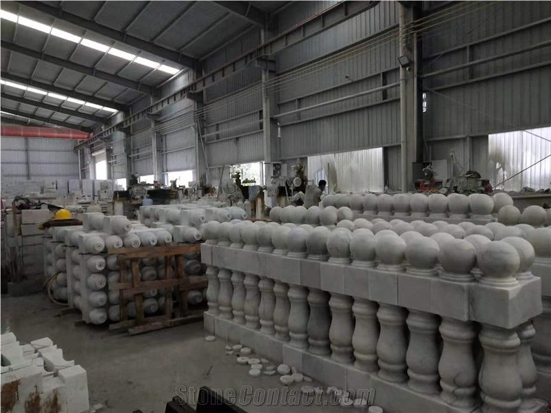 Guangxi White Marble Round Balcony Railing Staircase Rails