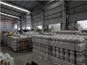 Guangxi White Marble Round Balcony Railing Staircase Rails