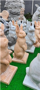Marble Stone Rabbit Animal Sculpture Street Statues