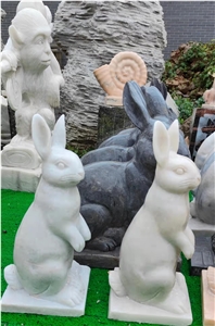 Marble Stone Rabbit Animal Sculpture Street Statues