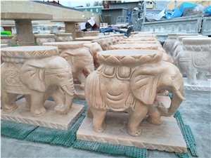 Red Marble Animal Carved Garden Chair Table Set