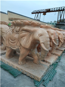 Red Marble Animal Carved Garden Chair Table Set