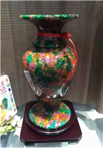 Top Quality Home Polished Green Multicolor Jade Vase  