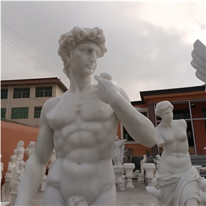 White Marble David Art Nude Mala And Femal Sculptures