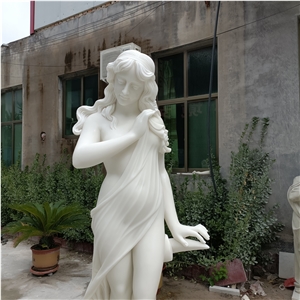 White Marble Moon Goddess Cynthia Lady Sculpture