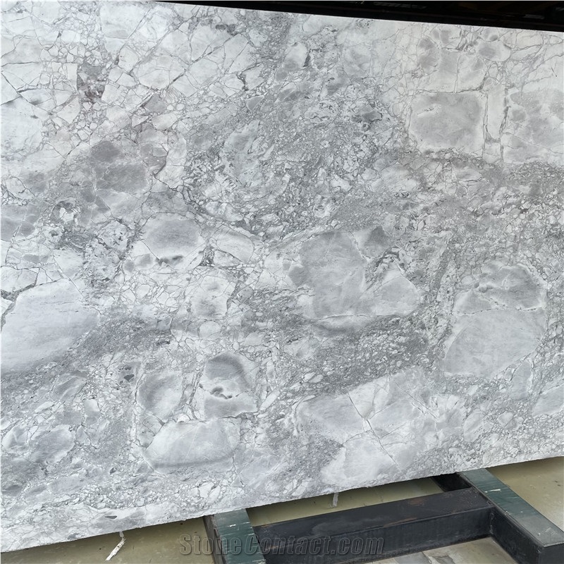  Brazilian Super White Grey Marble Slab For Hotel Design
