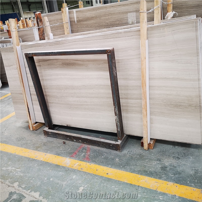 Perlino Bianco White Petrifide Wood Marble Slab