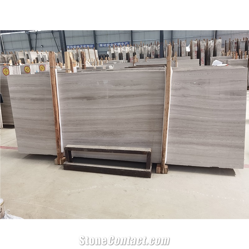 Perlino Bianco White Petrifide Wood Marble Slab