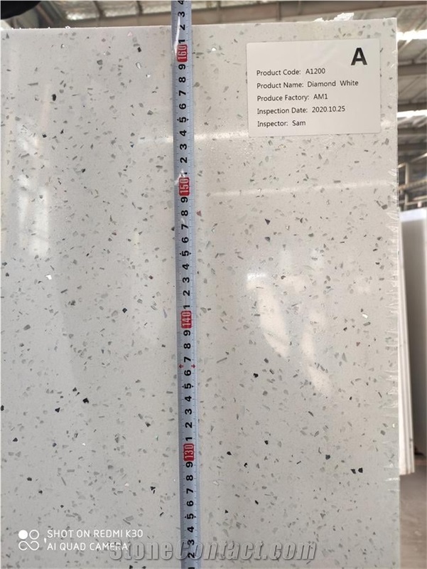 Artificial Quartz Slab Sparkle White Stone