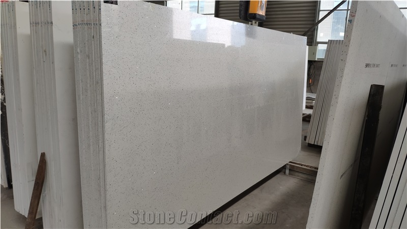 Artificial Quartz Slab Sparkle White Stone