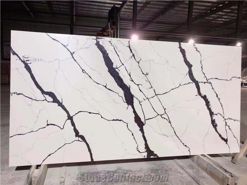 Calacatta White Quartz Stone Big Slabs