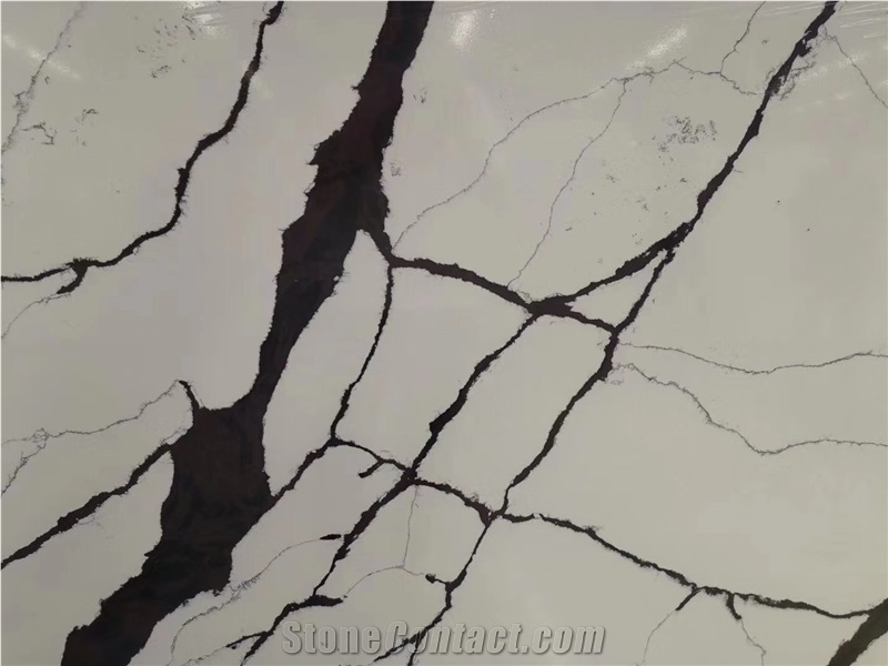 Calacatta White Quartz Stone Big Slabs