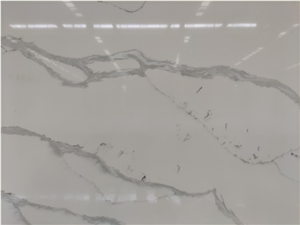 Popular Quartz Stone Calacatta Line Grey Vein Big Slabs
