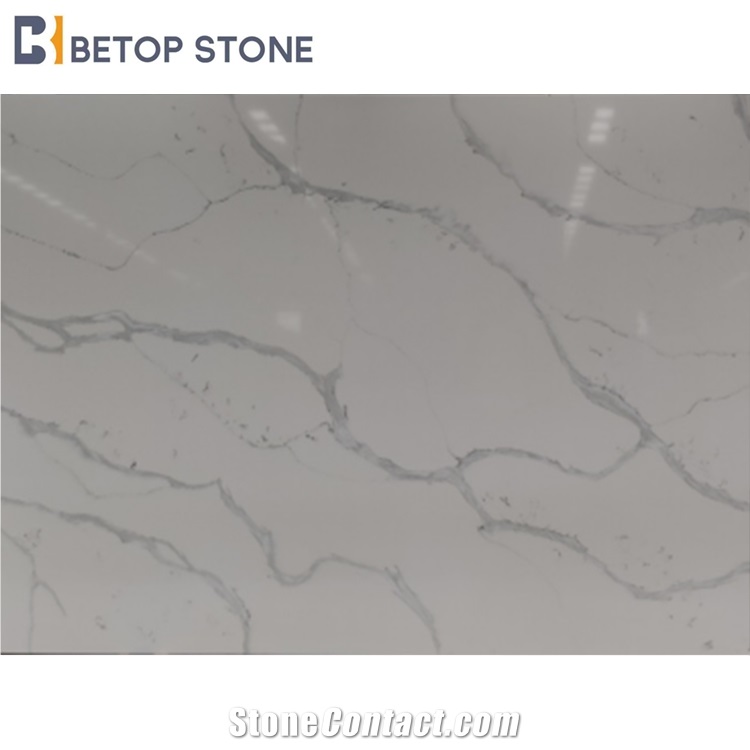 Popular Quartz Stone Calacatta Line Grey Vein Big Slabs