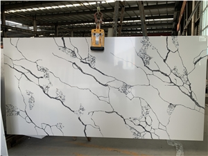 Quartz Calacatta White Solid Surface  Slabs