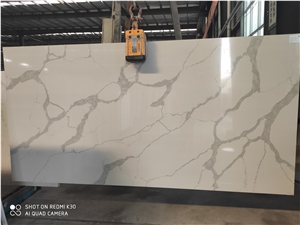 Quartz Slab Artificial Calacatta White Stone 