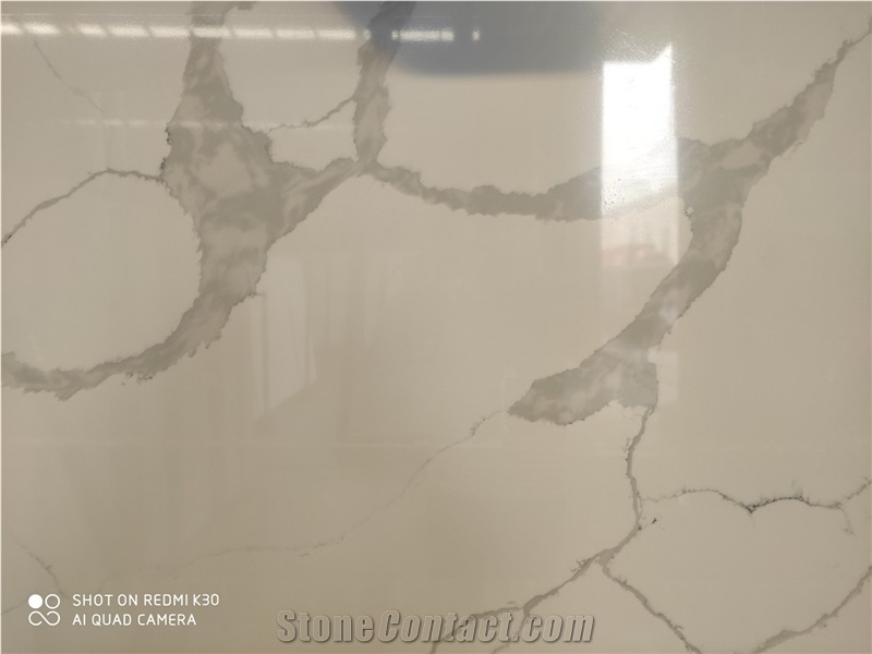 Quartz Slab Artificial Calacatta White Stone 