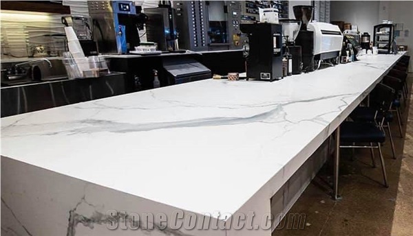 Slab Calacatta Marble Quartz Artificial Stone Result