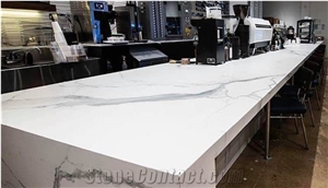 Slab Calacatta Marble Quartz Artificial Stone Result