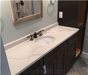 Slab Calacatta Marble Quartz Artificial Stone Result