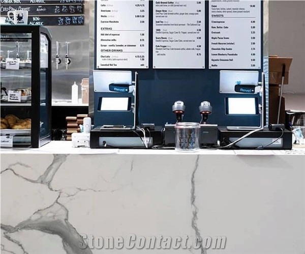 Slab Calacatta Marble Quartz Artificial Stone Result