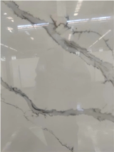 White Calacatta Quartz Artificial Slab