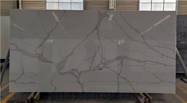 White Calacatta Quartz Artificial Slab
